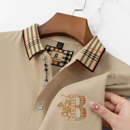 Summer men's fashion casual short sleeved polo shirt high-end boutique embroidered top comfortable and breathable lapel T-shirt